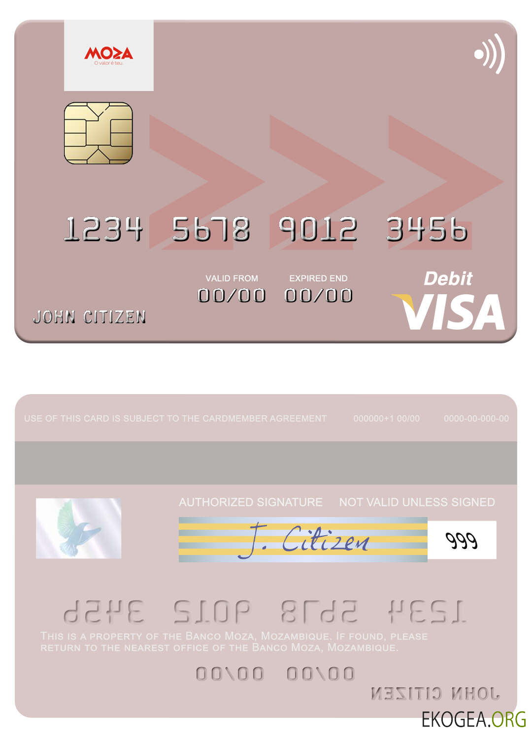 Carte de débit Visa Banco Moza Mozambique